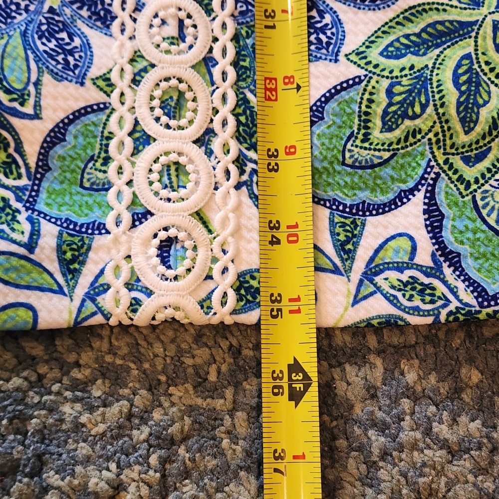 Eliza J Knee Length Sleeveless Embroidered White Green Blue Floral Dress Size 10 - Picture 10 of 13